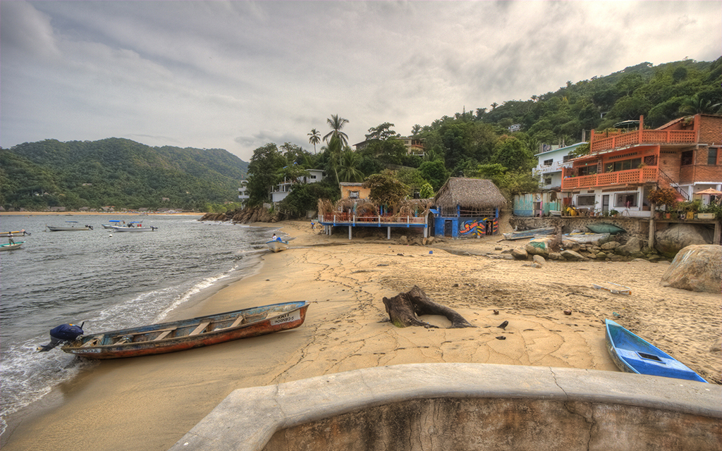Yelapa playita with canoe on the sand